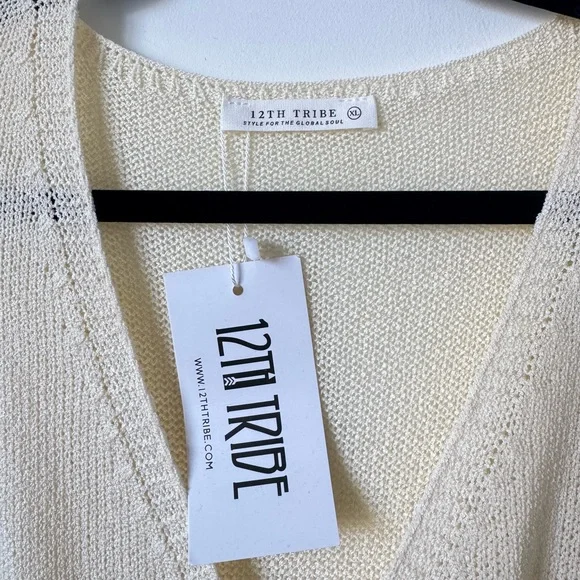 12th Tribe Alma Cream Knit Mini Dress - Size XL - Picture 12 of 16